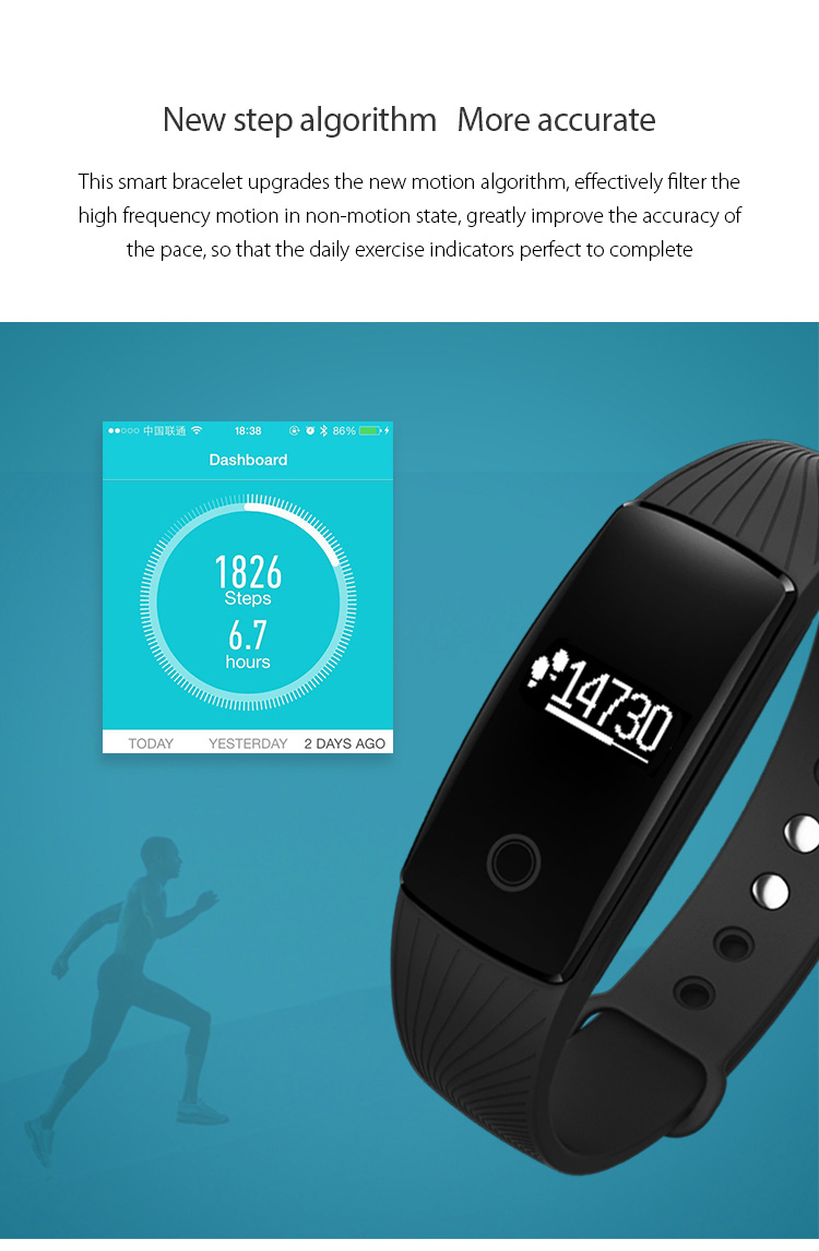 Makibes V05C Smart Bracelet Bluetooth IP67 Water Resistant Activity Sports Tracker Heart Rate Monitor Compatible With Android iOS - Blue