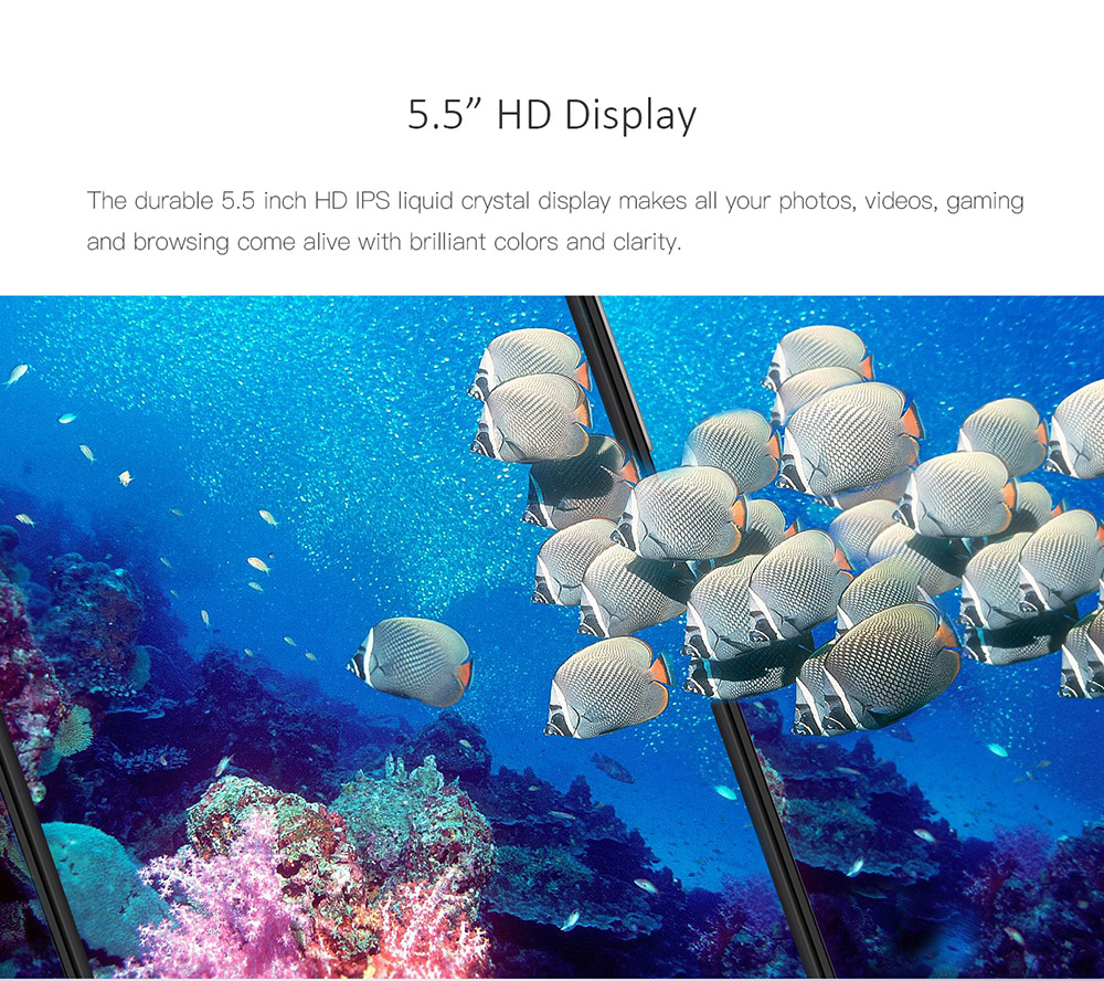 [HK Stock]Gretel S55 5.5 Inch HD Screen Smartphone Dual Rear Camera 16GB 8.0MP Cam MT6580A Quad Core Android 7.0 Touch ID 2600mAh - Black
