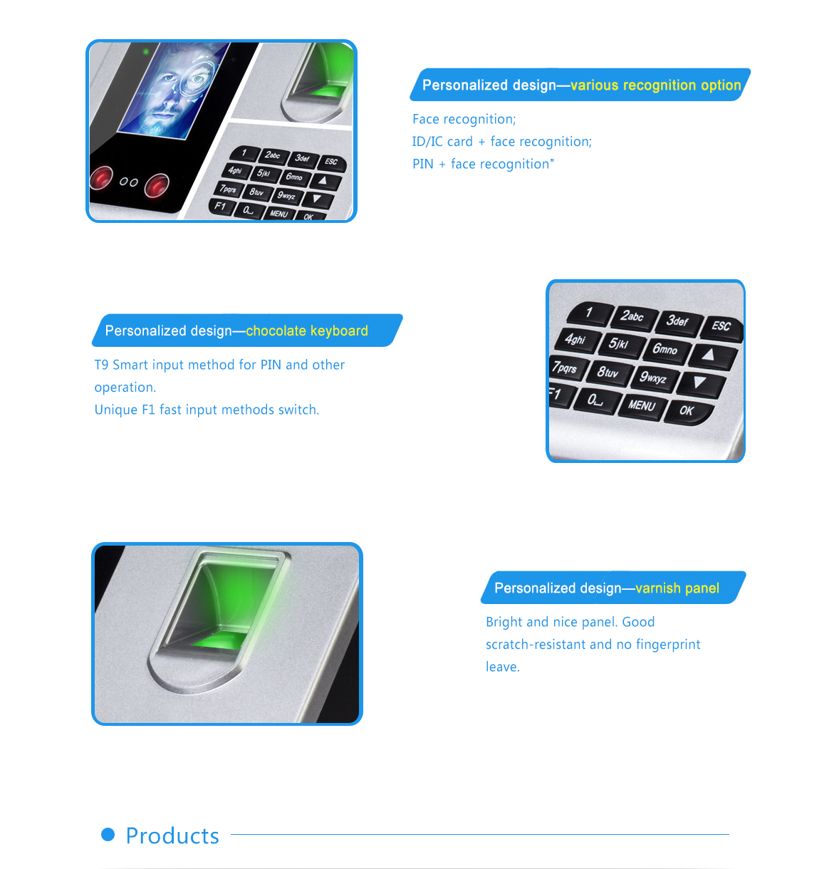 Danmini A302 Biometric Fingerprint Attendance Facial Recognition TFT Clock Time Recorder -Black