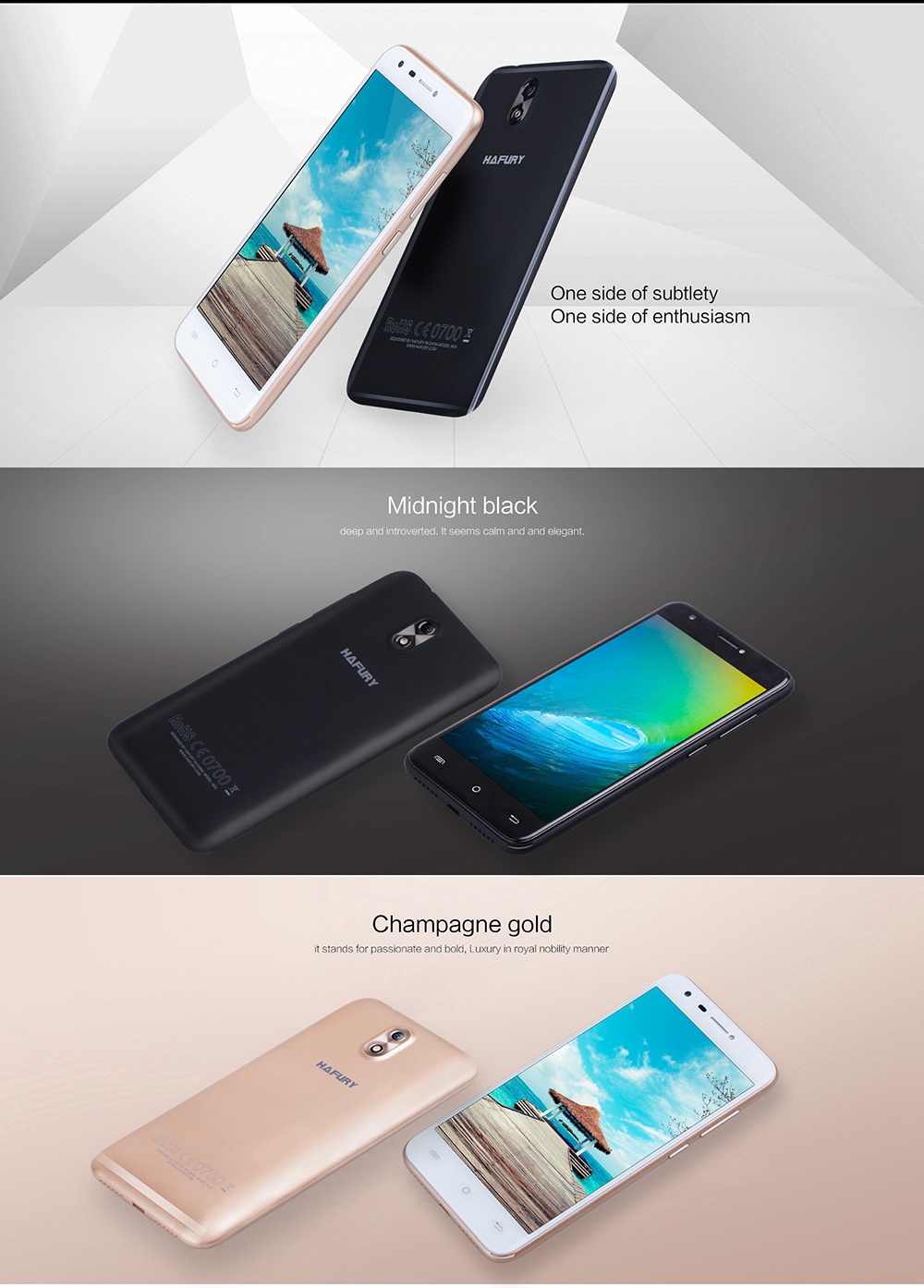 [HK Stock]HAFURY MIX 5.0 Inch Smartphone HD Screen 2GB RAM 16GB ROM 13.0MP Cam MT6580 Quad Core 1.3GHz Android 7.0 WiFi Bluetooth-- Black