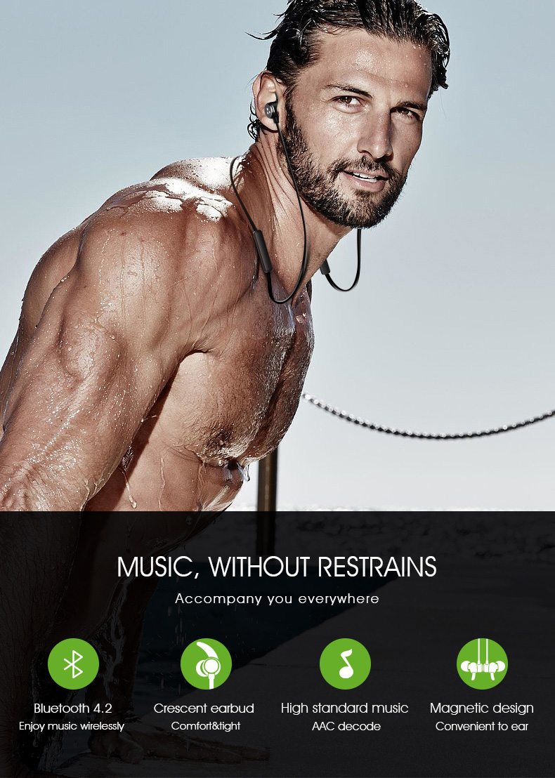 Syllable D3X Bluetooth 4.2 Earphone Wireless Stereo Sports Headsets with Mic - Black