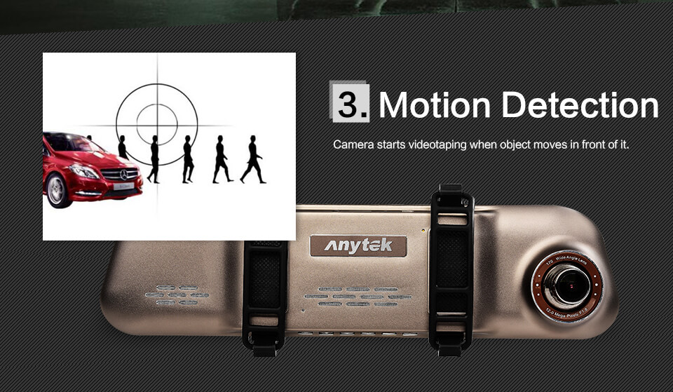 Anytek A80 5.0" Car DVR Dual Lens 1080P Car Dashboard Camera with 170 Wide Angle Front and Rear DVR HD Night Mode - Gray