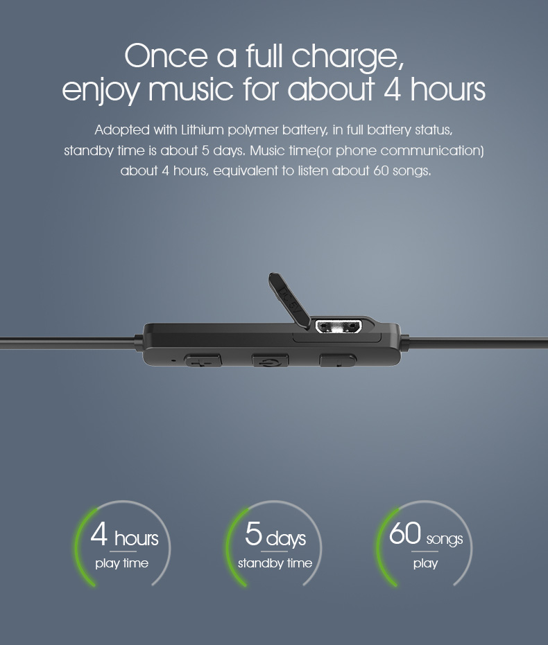 Syllable D3X Bluetooth 4.2 Earphone Wireless Stereo Sports Headsets with Mic - Black