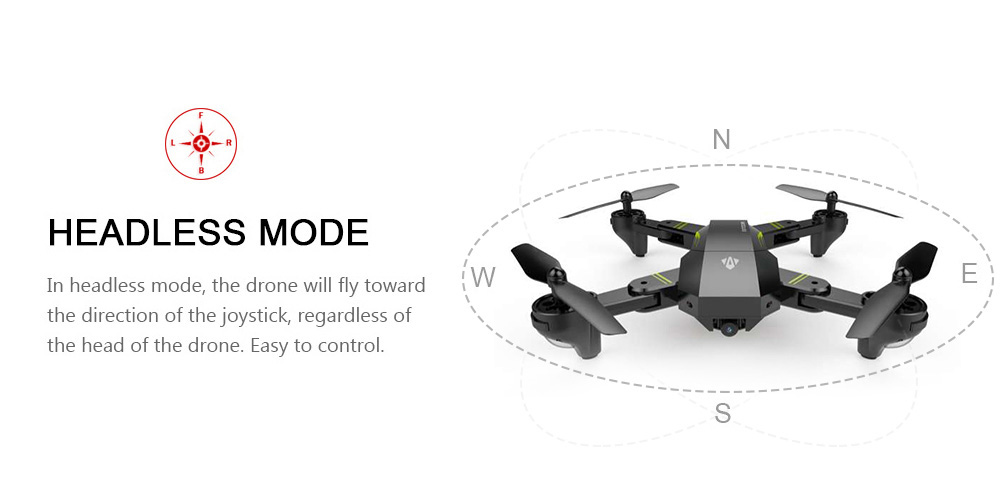 VISUO XS809W WIFI FPV Drone with Foldable Arm Headless Mode Camera RC Quadcopter RTF - Black