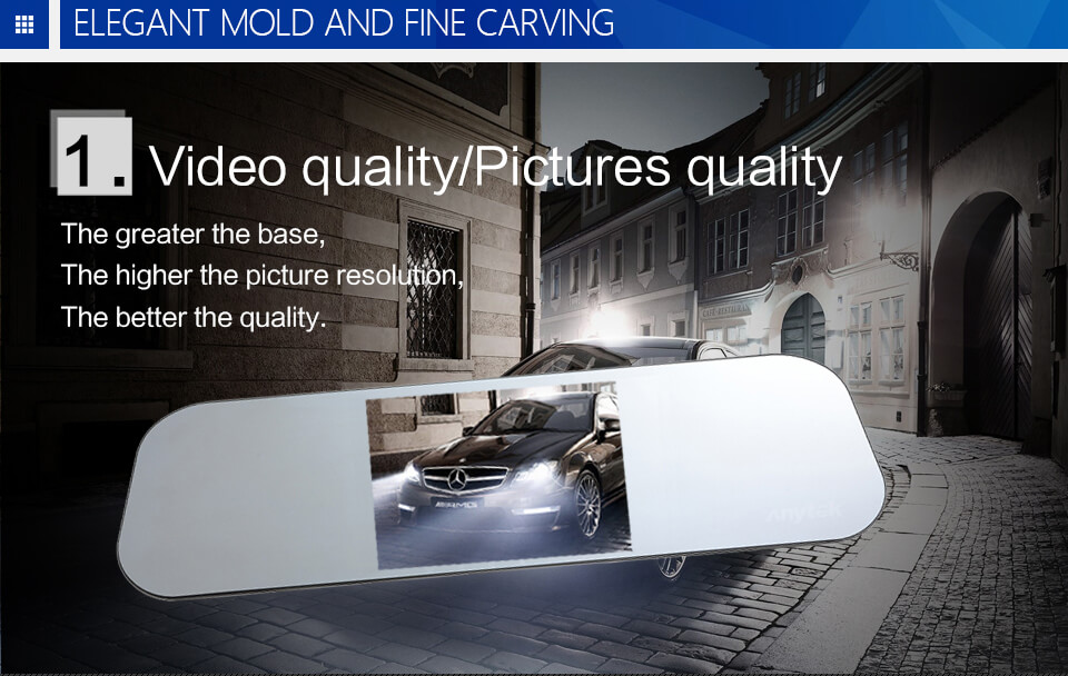 Anytek A80 5.0" Car DVR Dual Lens 1080P Car Dashboard Camera with 170 Wide Angle Front and Rear DVR HD Night Mode - Gray