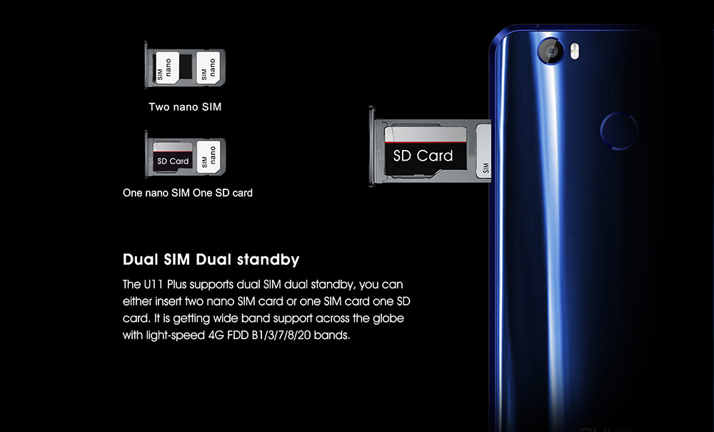 [HK Stock]Oukitel U11 Plus 5.7 Inch Smartphone FHD Screen 4GB RAM 64GB ROM MT6750T Octa Core 13.0MP Cam Android 7.0 Touch ID 3700mAh - Blue