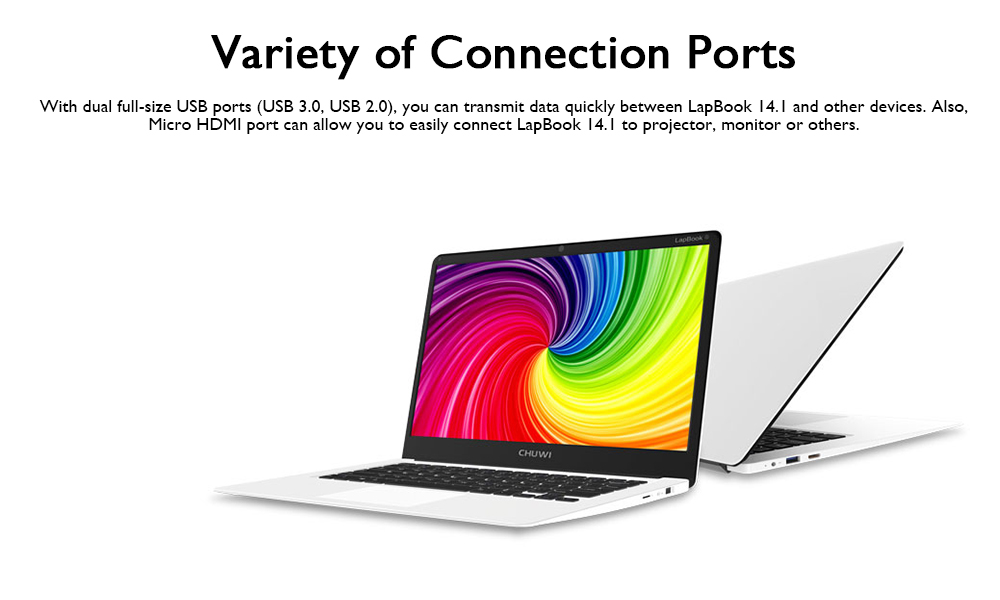 CHUWI LapBook 14.1" Laptop Windows10 4GB/64GB Intel Apollo Lake Celeron N3450 Quad Core 2.2GHz 1920*1280 - Grey