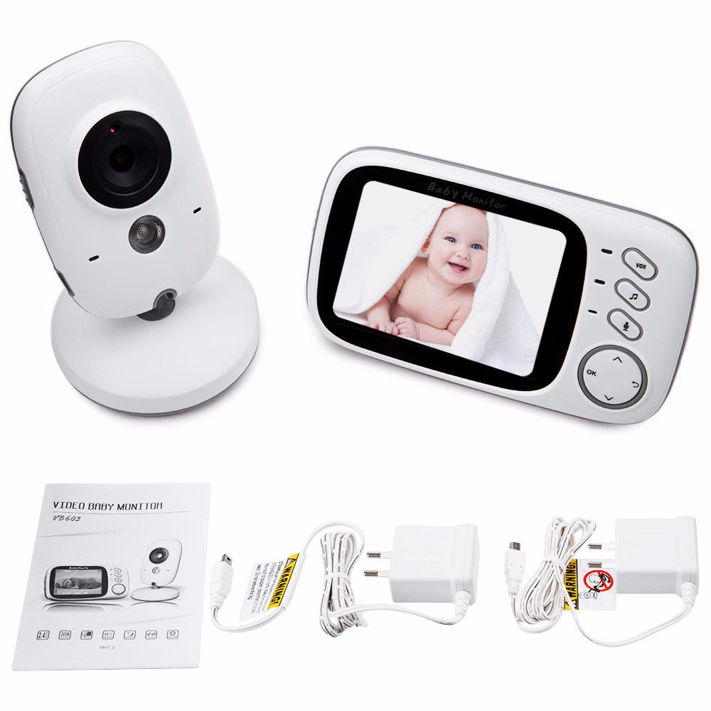 VB603 Baby Monitor with Two-way Audio Temperature 8 Lullabies Alarm Night Monitor -White