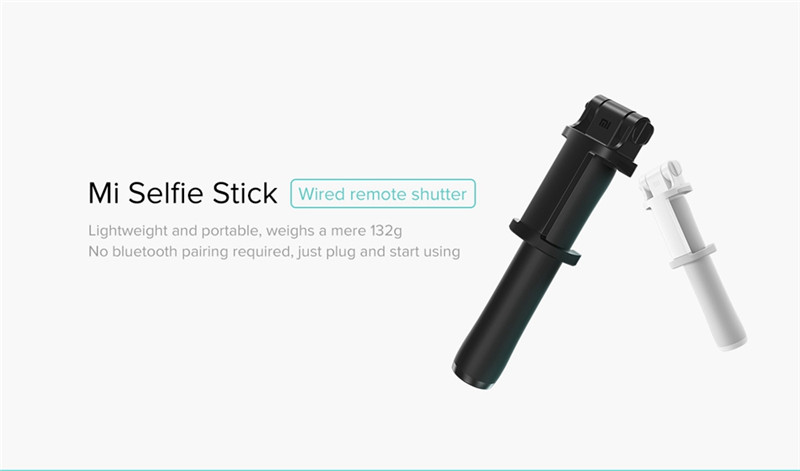 Original Xiaomi Wired Selfie Stick 70cm Foldable Bracket Monopod With 3.5mm Audio Cable - Black