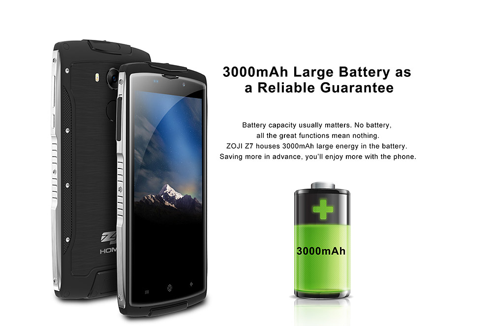 [HK Stock]HOMTOM ZOJI Z7 IP68 waterproof 5.0 Inch HD 2.5D Corning Gorilla Glass 4 Screen 2GB RAM 16GB ROM 8.0MP MT6737 Quad Core 1.3GHz Android 6.0 Smartphone Touch ID 3000mAh - Black
