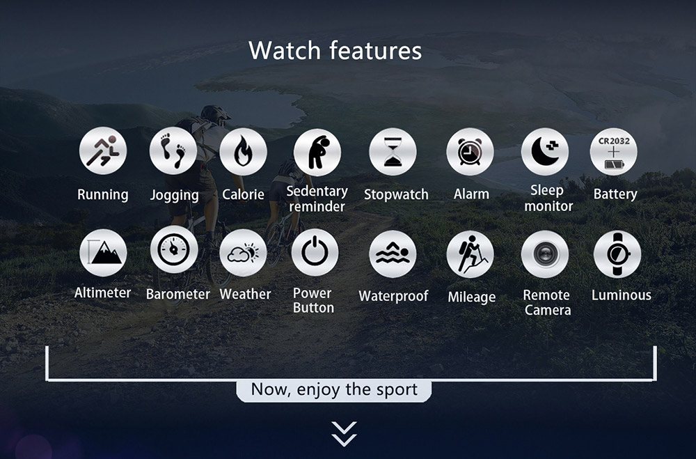 NO.1 F3 Smart Watch Air Pressure UV Radiation Bluetooth 4.0 Sport Fitness Tracker Remote Camera Control Compatible with Android iOS - Black & Blue