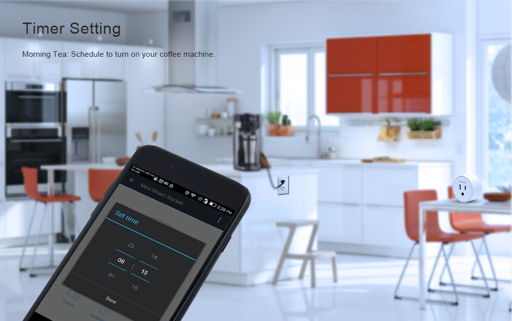 Geekbes YM-WS-1 Smart Socket WiFi Mini Plug APP Remote Control Timing Socket Works with Alexa -White/US Plug