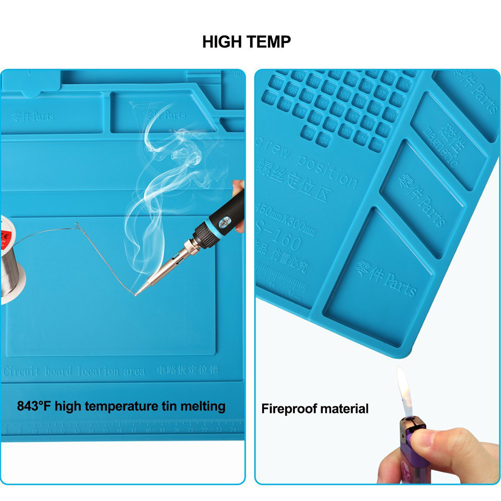 Kaisi S-160 Soldering Mat Insulation Silicone Magnetic Repair Work Mat Station