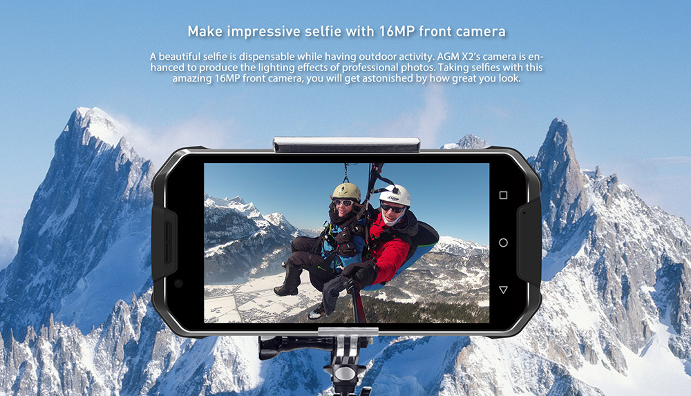 AGM X2 5.5 Inch IP68 Waterproof 4G LTE Smartphone 6GB 64GB Qualcomm Snapdragon 653 Octa Core Android 7.1 Four Cameras Touch ID - Black