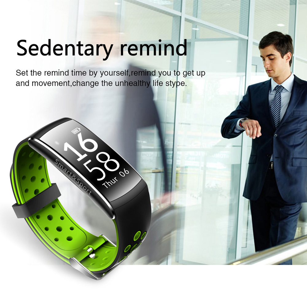 Q8 Smart Band IP68 Water Resistance 0.96" OLED Heart Rate Pedometer Fitness Tracker Bluetooth Compatible with iOS Android - Green