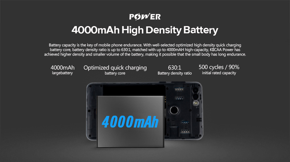 [HK Stock]LEAGOO KIICAA Power 5.0 Inch Smartphone Dual Rear Camera HD Screen MTK6580A 2GB 16GB Android 7.0 4000mAh Touch ID - Black