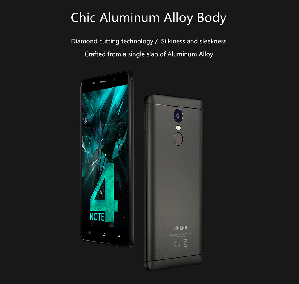 UHANS Note 4 5.5 Inch Smartphone HD Screen 3GB RAM 32GB ROM 13.0MP Cam MT6737 Quad Core Android 7.0 Touch ID 4000mAh - Gold
