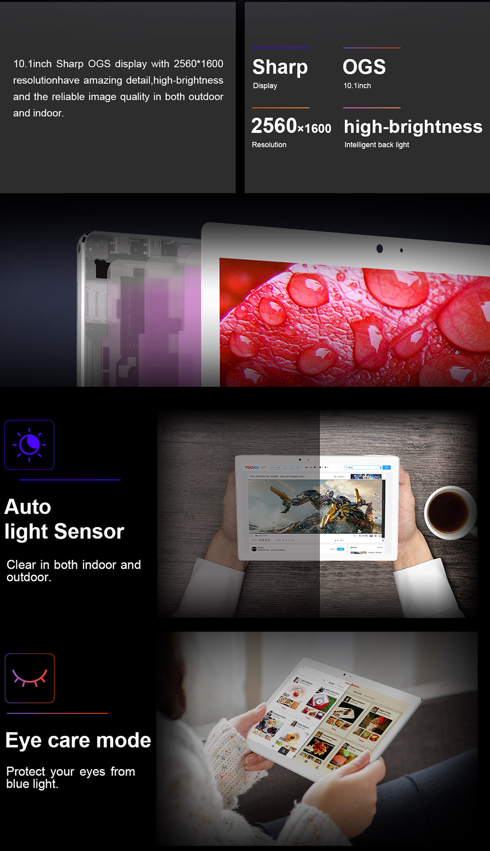 Teclast T10 10.1" Android 7.0 Tablet MediaTek MT8176 Hexa Core 2.1GHz 4GB RAM 64GB Touch ID Dual Camera Dual Band Wifi - Silver/White