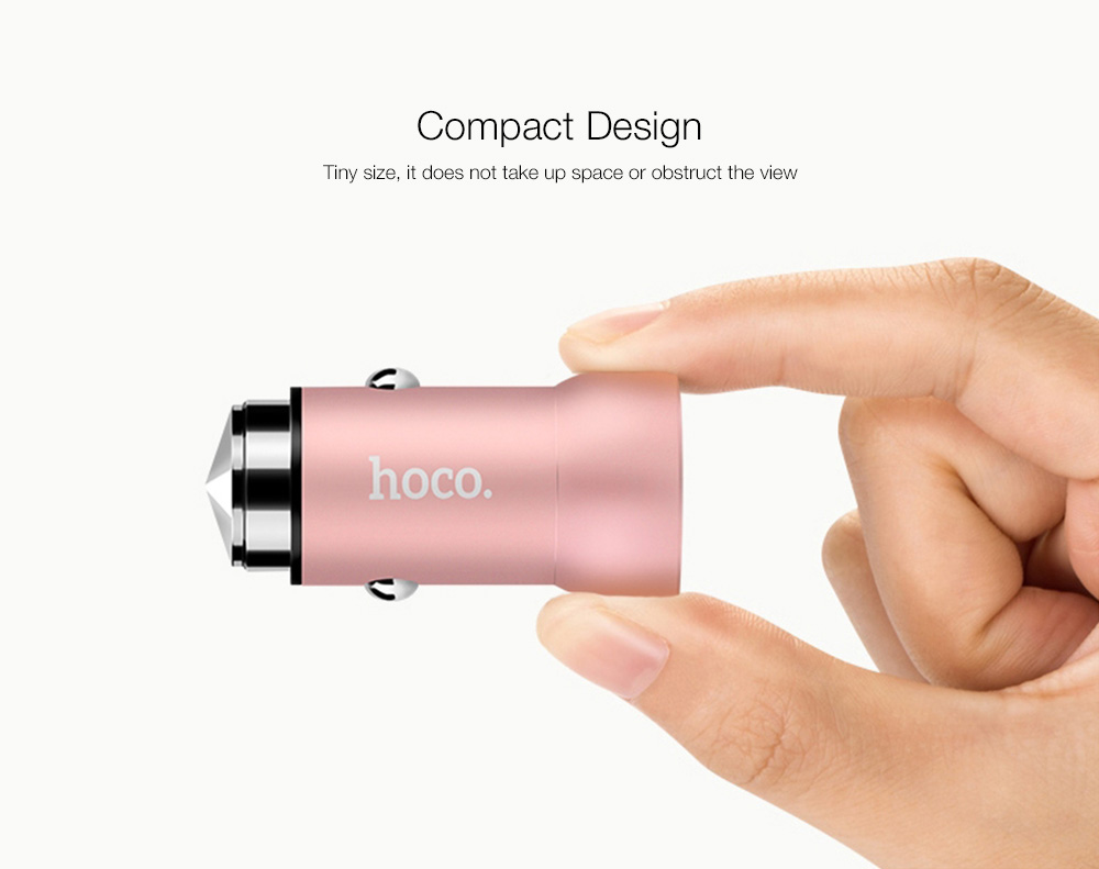 HOCO Z4 Quick Charge 2.0 Single USB Port Smart Car Charger Adapter Multi-Protections for Universal Phones - Pink