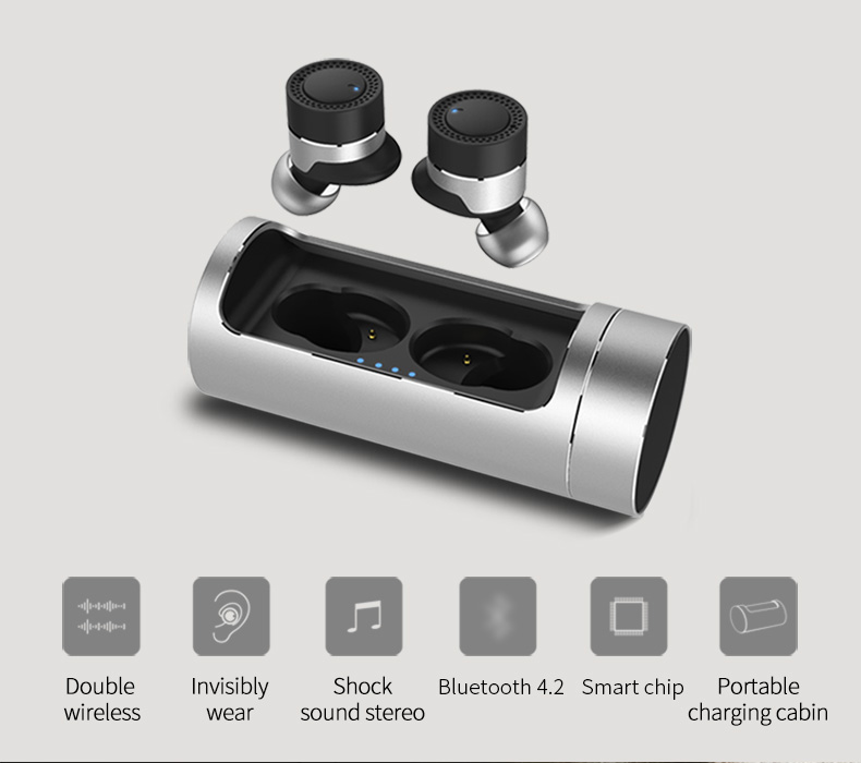 Ovevo Q62 Wireless Bluetooth Earbuds with Charging Dock 800mAh Battery CVC 6.0 Noise Cancelling - Black