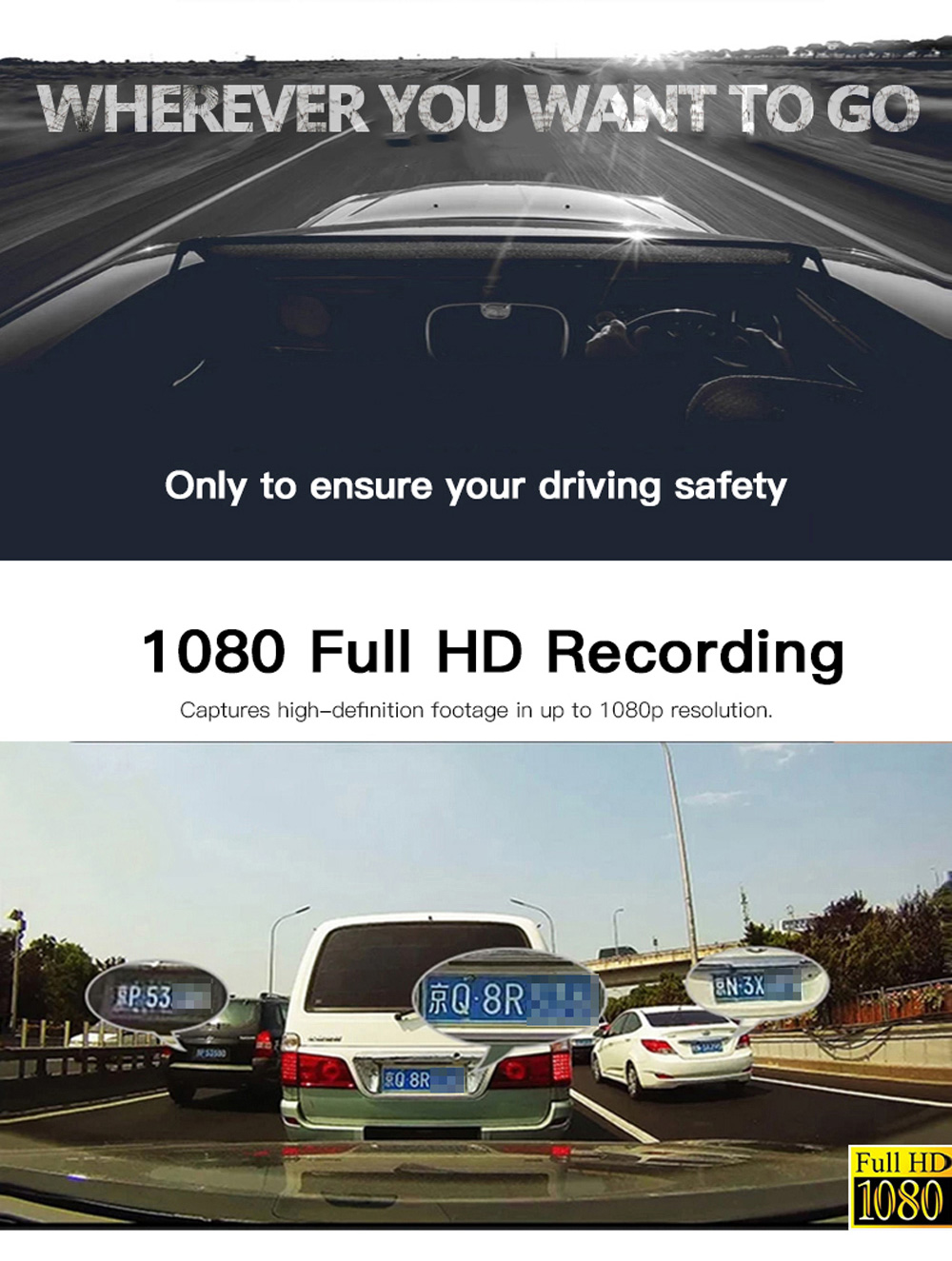 PAPAGO F10 2.7'' LCD Screen Car DVR 1080P Dash Cam with 140 Degree Wide Angle G-Sensor Loop Recording - Black