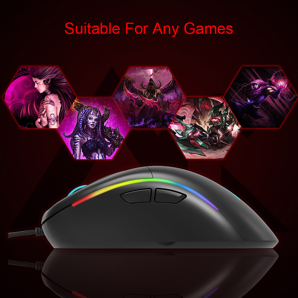 ACGAM G502 RGB Lighting Avago3050 4000DPI Wired Gaming Mouse - Black