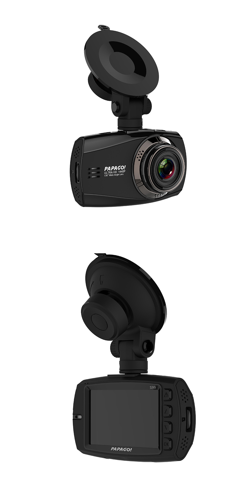 PAPAGO S99 1440P 2.7 inch Car DVR Dash Cam PPG8031 Video Recorder 178 Degree Angle Lens with WD - Black