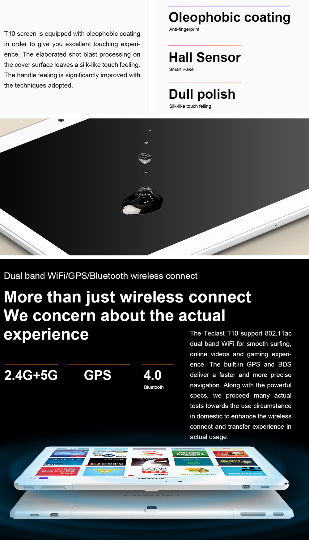 Teclast T10 10.1" Android 7.0 Tablet MediaTek MT8176 Hexa Core 2.1GHz 4GB RAM 64GB Touch ID Dual Camera Dual Band Wifi - Silver/White