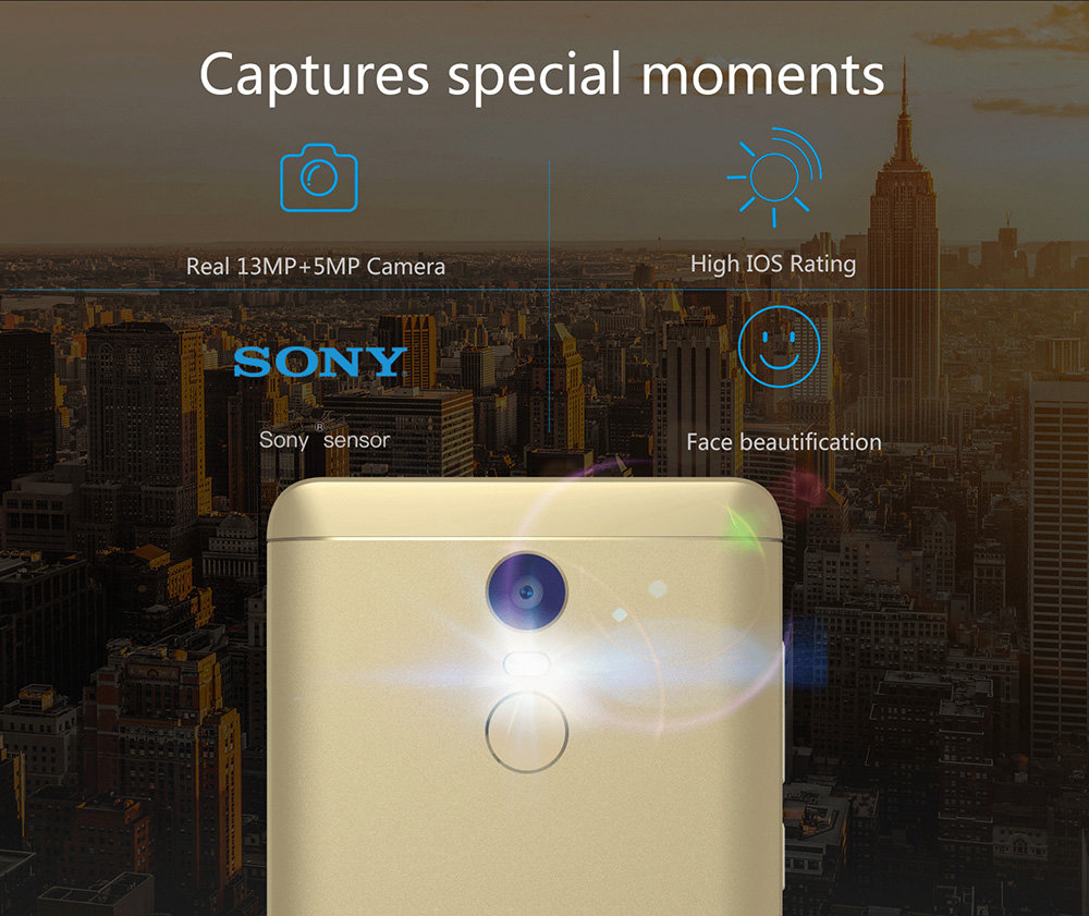 UHANS Note 4 5.5 Inch Smartphone HD Screen 3GB RAM 32GB ROM 13.0MP Cam MT6737 Quad Core Android 7.0 Touch ID 4000mAh - Gold