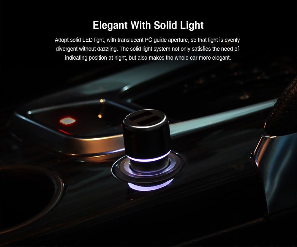 Xiaomi ZMI QC3.0 USB Car Charger 2.4A Fast Charge Dual USB Interface -Silver