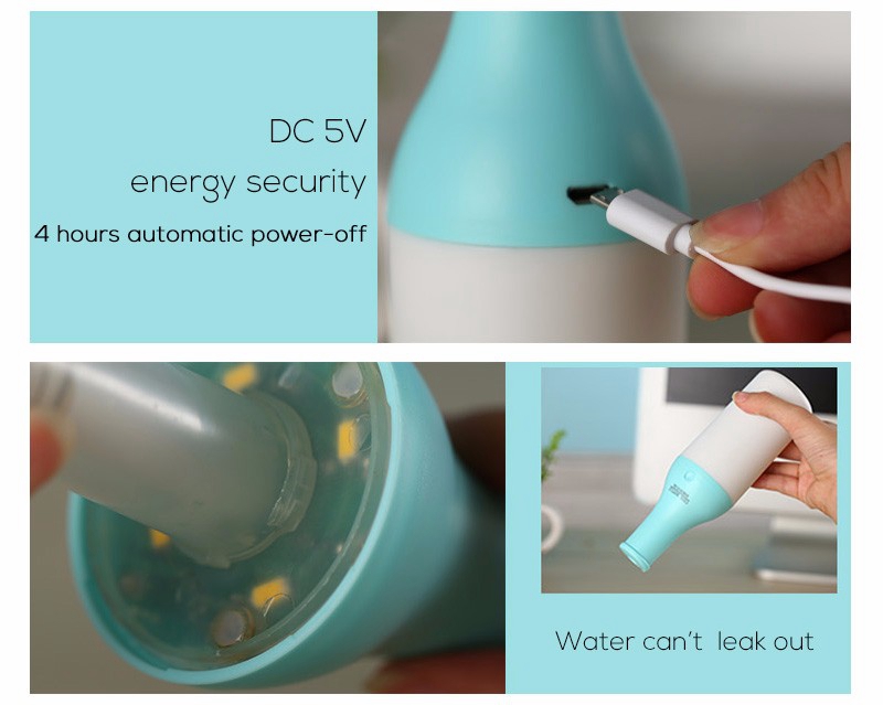 Mini USB 3 in 1 Bottle Humidifier Practical Aromatherapy Machine LED Night Light 180ML -Pink