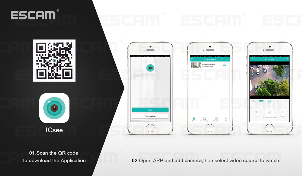 ESCAM QF007 WiFi IP Camera 1MP 720P IR Alarm Pan/Tilt ONVIF Motion Detection Night Vision Security Camera -Black