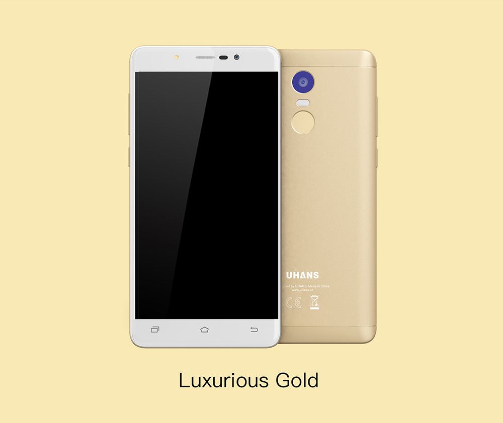 UHANS Note 4 5.5 Inch Smartphone HD Screen 3GB RAM 32GB ROM 13.0MP Cam MT6737 Quad Core Android 7.0 Touch ID 4000mAh - Gold