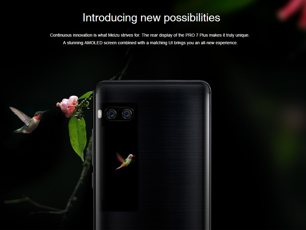 Meizu Pro 7 Plus 5.7 Inch Smartphone 2K Super AMOLED Screen 6GB 64GB Helio X30 Deca Core Dual 12.0MP Rear Camera Android 7.0 Hi-Fi Fast Charge mCharge 4.0  - Black