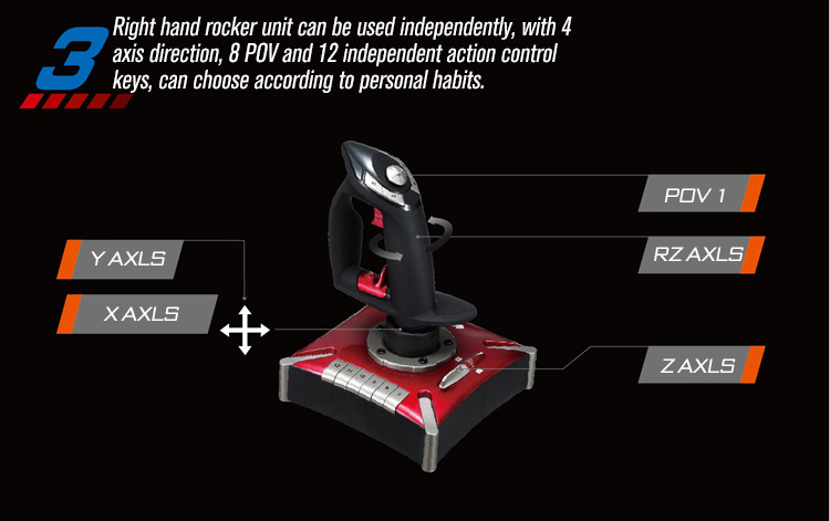 PXN-2119II Flight Game Controller Simulation Game Rocker Dual Motor Vibration - Black