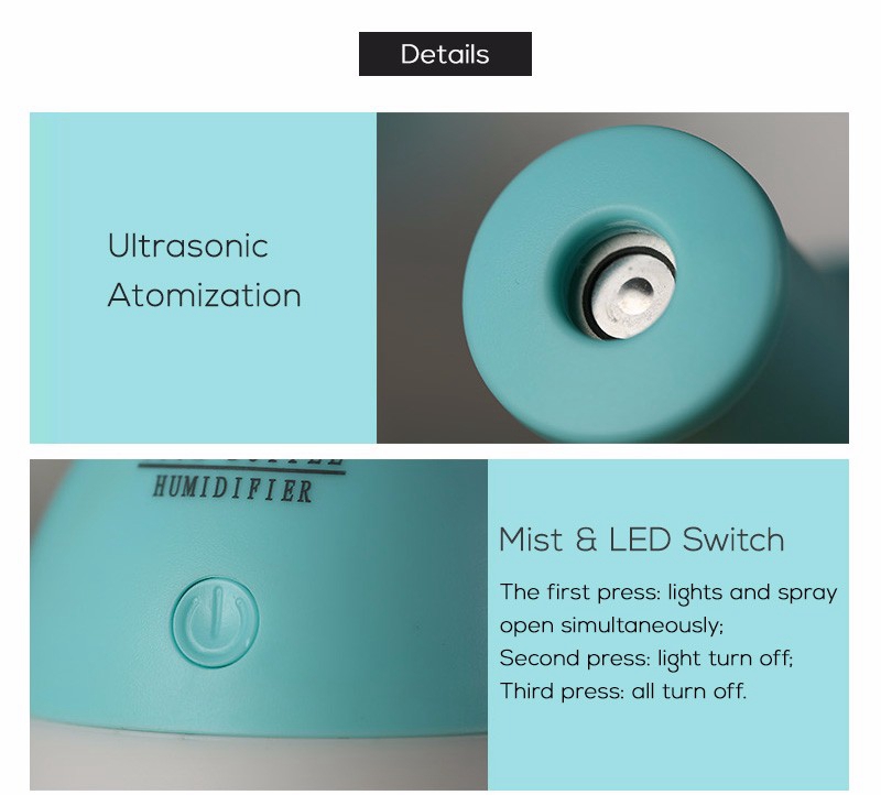 Mini USB 3 in 1 Bottle Humidifier Practical Aromatherapy Machine LED Night Light 180ML -Pink