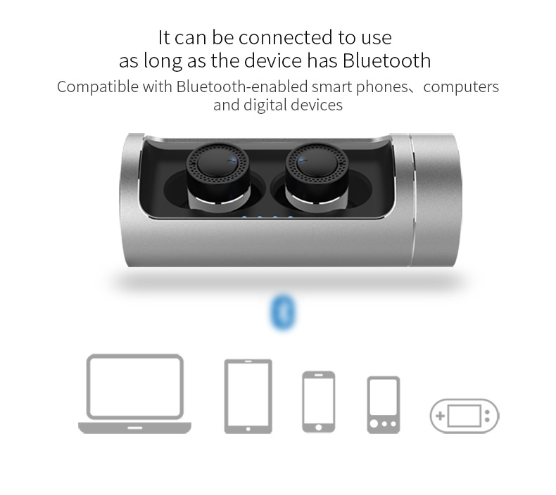 Ovevo Q62 Wireless Bluetooth Earbuds with Charging Dock 800mAh Battery CVC 6.0 Noise Cancelling - Black