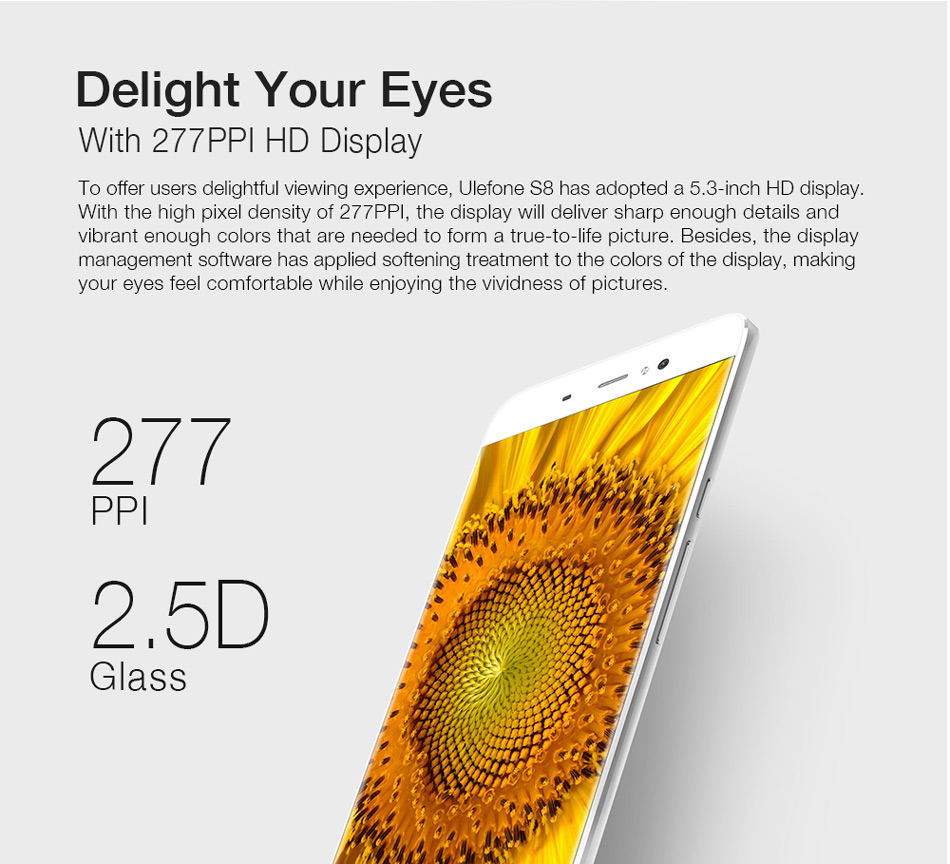 [HK Stock]Ulefone S8 Pro 5.3 Inch HD 2.5D Screen Smartphone 2GB RAM 16GB ROM MT6737 Quad Core 13.0MP  Cam Android 7.0 Touch ID 3000mAh TPU Bumper Case - Gold