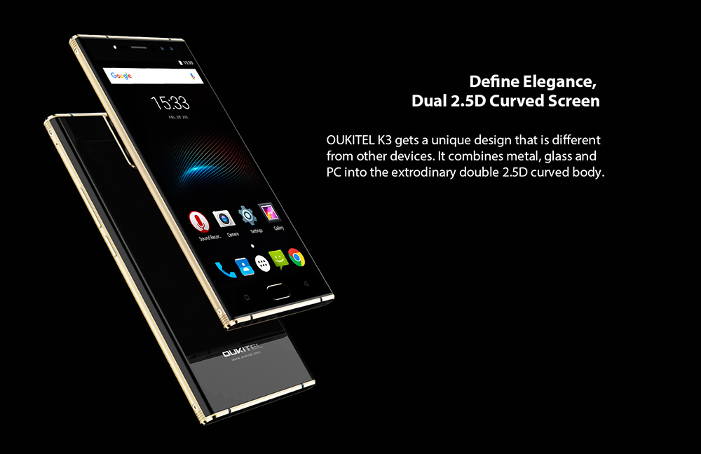 OUKITEL K3 5.5 Inch 4G LTE Smartphone 6000mAh Battery 4GB RAM 64GB ROM 16MP MT6750T Octa Core Android 7.0 Four Cameras Touch ID - Black