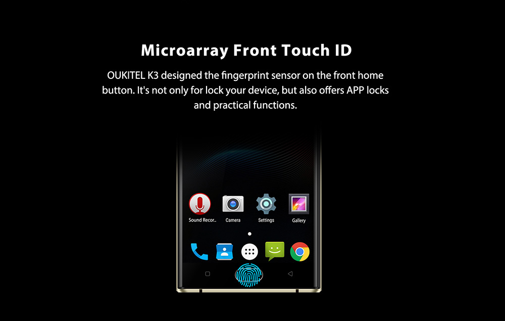OUKITEL K3 5.5 Inch 4G LTE Smartphone 6000mAh Battery 4GB RAM 64GB ROM 16MP MT6750T Octa Core Android 7.0 Four Cameras Touch ID - Black
