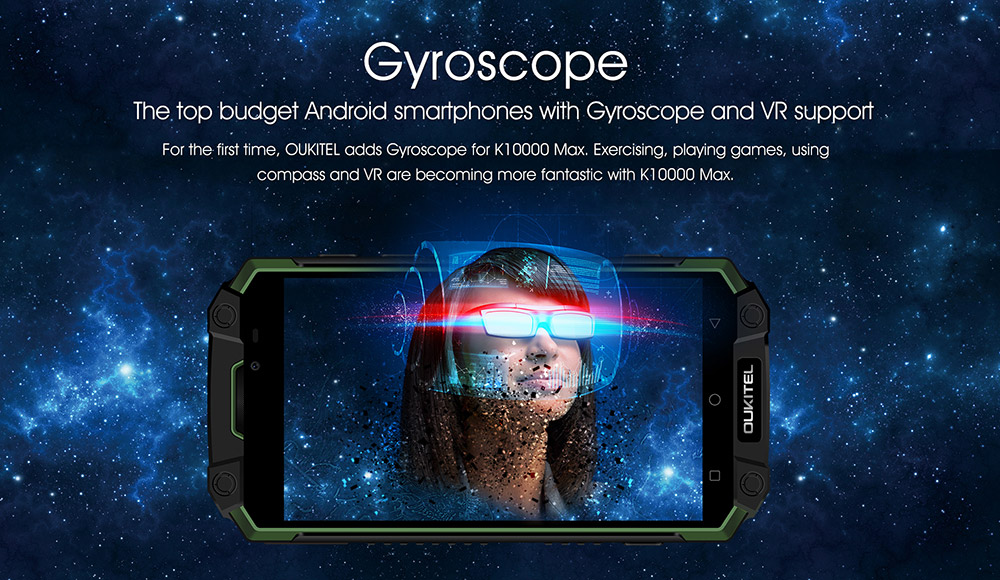 [HK Stock]OUKITEL K10000 MAX 5.5 Inch IP68 Waterproof Smartphone 10000mAh Corning Gorilla Glass FHD Screen 16.0MP Cam 3GB 32GB MT6753 Octa Core Android 7.0 Touch ID Type-C Fast Charge - Black