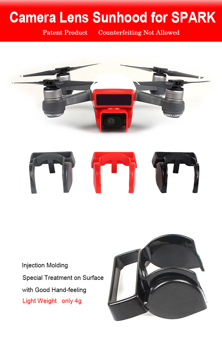 Sunnylife Camera Lens Shade Cover for DJI Spark Black