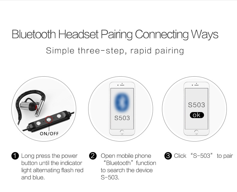 Yuer S503 Wireless Bluetooth Headphones with Mic Noise Reduction Stereo Sound APT-X Earphones - Black