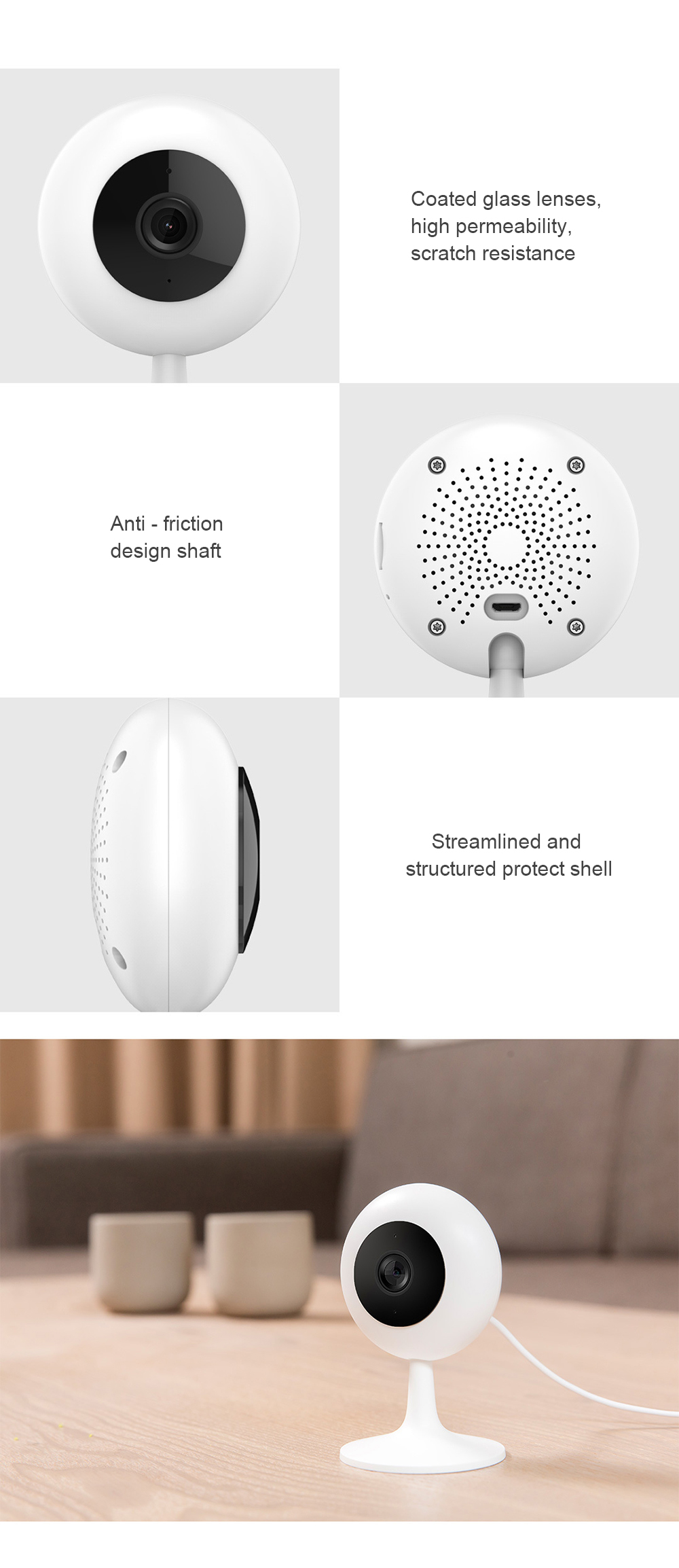 Xiaomi Chuangmi Smart 720P WiFi IP Camera 120 Degree Night Vision Two-way Audio Motion Detection -White