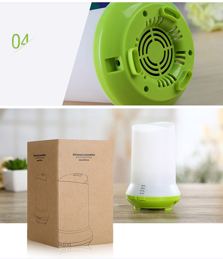 Mini Ultrasonic Air Humidifier 3 in 1 Humidifier Aromatherapy Machine LED Light USB Chargeable 80ML -Green