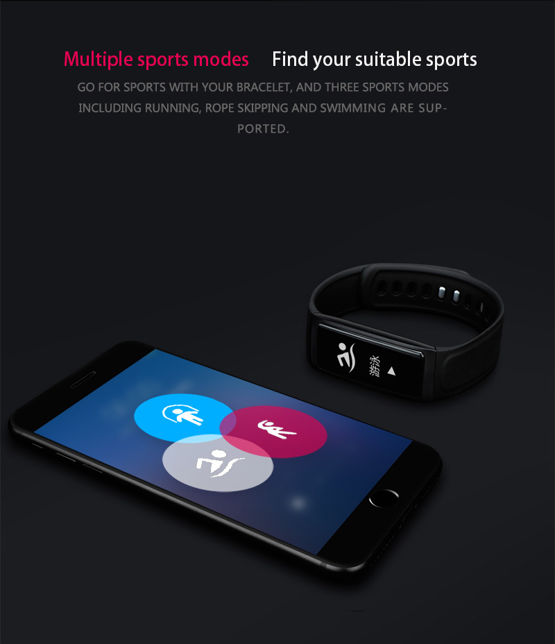 C7S Smart Band 0.96 Inch OLED Screen Heart Rate Blood Pressure Monitor IP67 Water Resistance Compatible with iOS Android Smartphones - Red