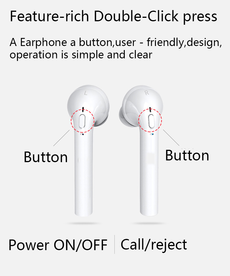 FUN7 Bluetooth Headphone Twins Bluetooth Stereo Earbuds with Charging Box Noise Cancelling - Black