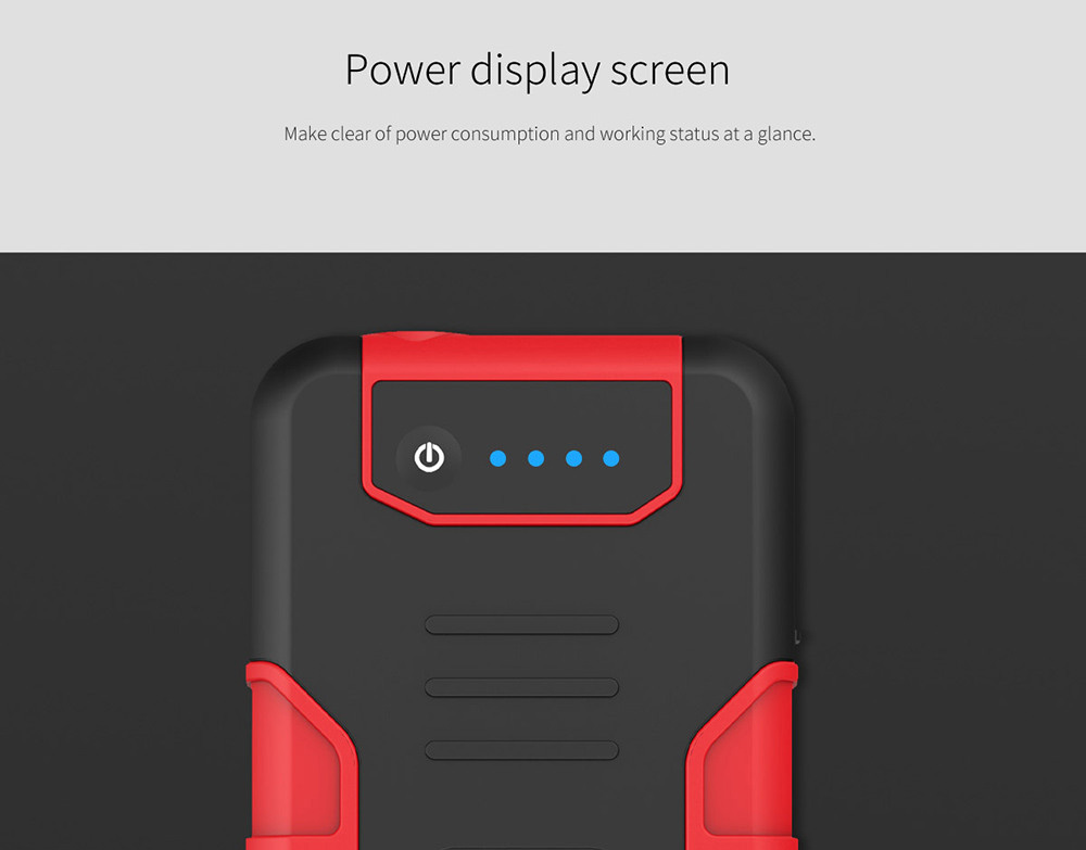 ORICO CS3 18000mAh Car Jump Starter Emergency Lighting For Diesel Gas Car Motorbike Phone Power Bank USB Charging With LED Indicator Lights - Black + Red