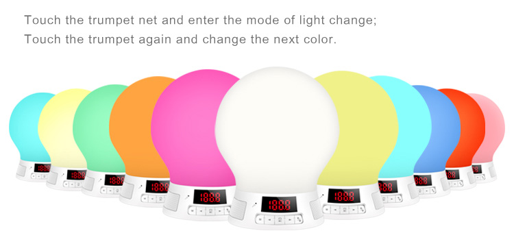 BL10T Smart LED Bluetooth Light Touch Sensor Adjustable Digital Display MP3 Music Player Night Light -White