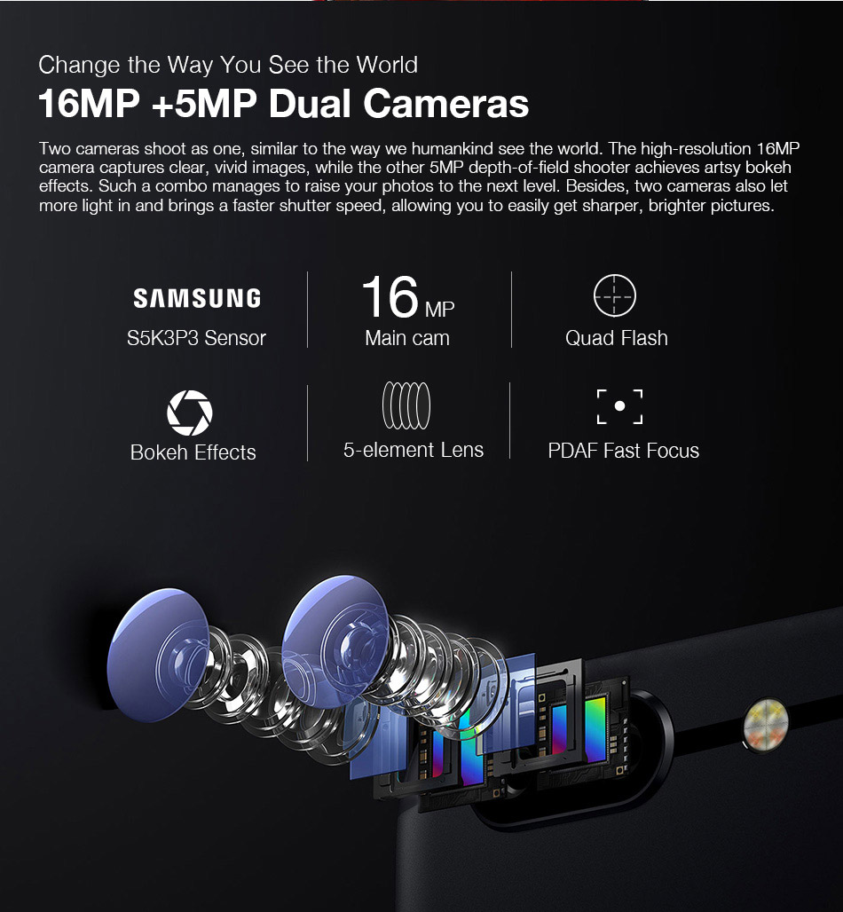 [HK Stock][Global Version]Ulefone T1 5.5 Inch 4G LTE Smartphone Helio P25 Octa Core 2.6Ghz  6GB 64GB 16.0MP Dual Rear Cam Android 7.0 Type-C NXP HiFi Audio - Black